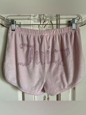 Y2K Juicy Couture Light Pink Rhinestone Logo Lounge Shorts